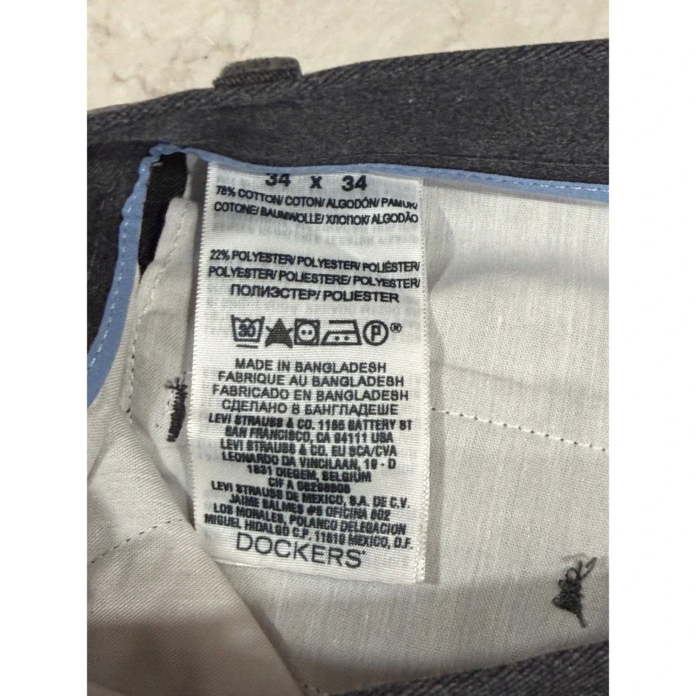 Dockers Signature Khaki D3 Classic Fit Mens 34x34 Charcoal Gray Pants